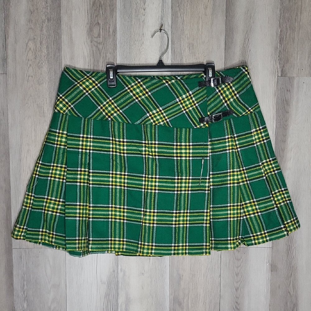 Tartan Kilt‎ Size 40 Acrylic Green Yellow Traditional Style Scottish Inspired